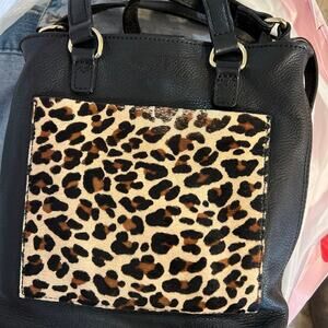 Steven Women’s crossbody leather bag, black,  animal print